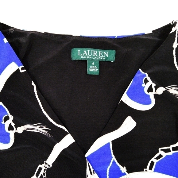 Lauren Ralph summer dress sleeveless Size:6 color: black/blue/white - - Picture 3 of 6